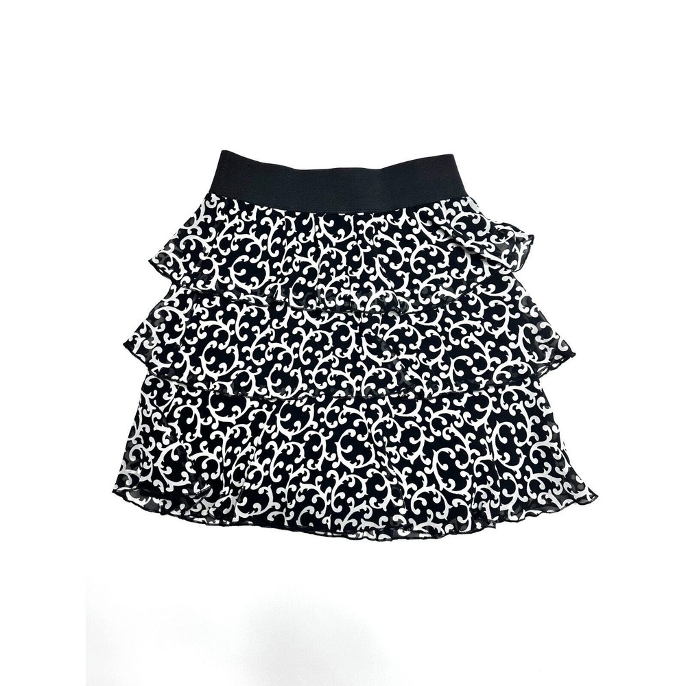 WHITE HOUSE BLACK MARKET 3-Tiered Patterned Swing Skirt Women’s Size S